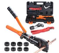 VEVOR Strumento di crimpatura del tubo di rame, strumento di pressione guidato idraulico con 1/2", 3/4", 1" ganasce per tubo di rame e 3/8", 1/2", 5/8", 3/4", 1" ganasce per ASTM F1807 Pex tubo anello
