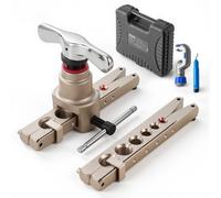 VEVOR Strumento di Svasatura HVAC, Kit di Strumenti per Svasatura Singola Eccentrica a 45° per Tubi in Rame e Alluminio 6-19 mm (1/4"-3/4"), con Morsetti Metrici e SAE, Tagliatubi e Cassetta Attrezzi