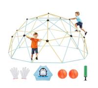 VEVOR Struttura da Arrampicata Geometrica con Cupola da Arrampicata e Rete (305 cm), Capacità di Carico 453 kg, Attrezzatura da Arrampicata per Bambini dai 3 ai 10 Anni, Parco Giochi, Blu Giallo