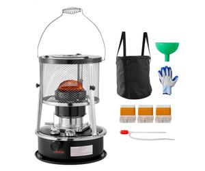 VEVOR Stufa a Cherosene Portatile da 9000 BTU, non Elettrica, per Interni ed Esterni, con Altezza e Fiamma Regolabili e Facile da Riporre, per Campeggio Caccia Cucina Casa Garage, Nero