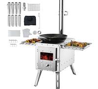 VEVOR Stufa a Legna, 86 Pollici, Stufa per Tenda da Campeggio in Acciaio Inossidabile, Stufa a Legna Portatile con Canna Fumaria e Guanti, Stufa a Tenda Calda con Focolare da 3000 Pollici³