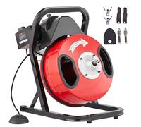 VEVOR Sturatubi Elettrico 12m x 1,27cm Macchina per Pulizia Tubi Alimentazione Manuale Pulitore per Tubi di Scarico con 4 Taglienti, Sturatubi Azionamento ad Aria a Pedale per Tubi da 5-10 cm