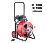 VEVOR Sturatubi Elettrico 30 m x 19 mm, Sonda per Fognature con Avanzamento Automatica su Ruote Portatile, 4 Lame e Interruttore a Pedale, per Tubi con Diametro da 10 a 20 cm, per Scarichi e Lavandini