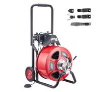 VEVOR Sturatubi Elettrico 30 m x 19 mm, Sonda per Fognature con Avanzamento Automatica su Ruote Portatile, 4 Lame e Interruttore a Pedale, per Tubi con Diametro da 10 a 20 cm, per Scarichi e Lavandini