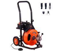 VEVOR Sturatubi Elettrico 30 m x 9,5 mm, Sonda per Fognature con Avanzamento Automatica su Ruote Portatile, 4 Lame e Interruttore a Pedale, per Tubi con Diametro da 5 a 10 cm, per Scarichi e Lavandini