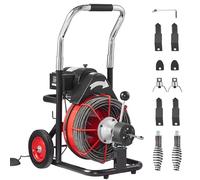 VEVOR Sturatubi Elettrico 30m x 0,95cm Macchina per Pulizia Tubi Alimentazione Automatica su Ruote Pulitore per Tubi, 370 W, 8 Taglierine, Azionamento ad Aria a Pedale per Tubi 5-10 cm