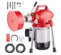 VEVOR Sturatubi Elettrico 36,5m x 16 mm Macchina Pulizia Tubi 370 W Alimentazione Manuale 7 Taglierine, 2 Cavi in Acciaio 36,5 mx 16 mm/7 mx 9,5 mm, Comando CW/CCW per Tubi da 4-10 cm