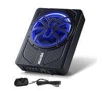 VEVOR Subwoofer per Auto Sotto Sedile, Subwoofer Auto Sottile Sistema Audio a Basso Profilo con Luce Blu, Amplificatore Integrato, Ingresso Livello Alto Basso Regolatore del Volume, 254 mm e 440 W