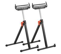VEVOR Supporti a Rulli, 2 PZ, Supporto a Rulli Pieghevole, Carico di 113 kg Altezza Regolabile 685,8 a 1092,2 mm Pieghevoli per Impieghi Gravosi con Testa a Rulli in Acciaio Lucidato e Guide per Bordi