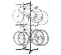 VEVOR Supporto Bicicletta per 4 Bici Rastrelliera Verticale Autoportante, Supporto per Bici da Pavimento con Ganci Regolabili in Altezza, in Acciaio al Carbonio Robusto, Ideale per Garage, Casa, Nero
