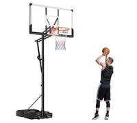 VEVOR Supporto da Basket Portatile Massimo 3,05 m Pallacanestro da Esterno con Piedistallo Regolabile in Altezza Design di Sollevamento, con Ruote e Tabellone PC da 1117,6 mm, per Cortili, Scuole