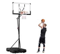 VEVOR Supporto da Basket Portatile Massimo 3,05 m Pallacanestro da Esterno con Piedistallo Regolabile in Altezza Design di Sollevamento, con Ruote e Tabellone PC da 1371,6 mm, per Cortili, Scuole