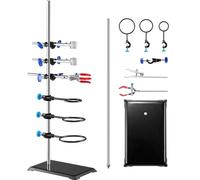 VEVOR Supporto da laboratorio, set di supporto per storta da laboratorio, supporto da laboratorio in acciaio da 23,6" e base in ghisa da 8,3" x 5,3", include morsetti per matracci