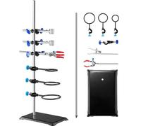 VEVOR Supporto da laboratorio, set di supporto per storta da laboratorio, supporto da laboratorio in acciaio da 60 cm e base in ghisa da 21 x 13,5 cm, include morsetti per matracci