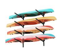 VEVOR Supporto da Parete per Kayak 4 Ripiani, Barra da Parete Regolabile per Kayak, Supporto da Muro per Canoe Tavola da Surf, SUP, Uso Interno Esterno da Garage per Spiaggia Mare, Carico Max. 136 kg
