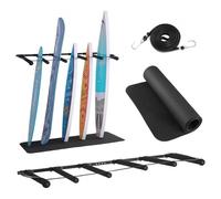 VEVOR Supporto da Parete per Tavola da Surf, Supporto Verticale in Legno a 5 Livelli per Riporre ed Esporre, Organizzatore Regolabile in Metallo con Spugna per Kiteboard, Shortboard, Sci