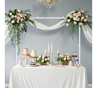 VEVOR Supporto da Tavolo con Morsetti, Altezza ca. 33-107 cm e Lunghezza Regolabile ca. 71-248 cm, Supporto da Tavolo in Metallo, Struttura ad Arco per Palloncini per Matrimoni Natale, Bianco