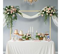 VEVOR Supporto da Tavolo con Morsetti, Altezza ca. 33-107 cm e Lunghezza Regolabile ca. 71-248 cm, Supporto Tavolo in Metallo con Rattan, Struttura ad Arco per Palloncini Matrimoni Natale, Oro