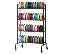 VEVOR Supporto di Stoccaggio per Filamenti 3D da 750 x 455 x 1230 mm Ripiano per Filamento per Stampante 3D a 4 Livelli con Ruote, Filamenti Organizzati per Ufficio e Officina, Nero