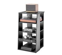 VEVOR Supporto Multimediale AV 5 Livelli, Supporto TV Angolare, Ripiani in Legno Regolabili in Altezza, Supporto in Legno per Lettori DVD Decoder e Sala di registrazione, Mobiletto Portaoggetti Nero