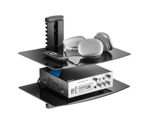 VEVOR Supporto Multimediale Scaffale Galleggiante per Proiettore con 2 Ripiani, Mensola a Parete Multimediale, Supporto a Parete per Audio, Rack di Stoccaggio Multimediale Regolabile per Lettori DVD/D