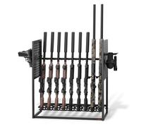 VEVOR Supporto Orizzontale Portafucili Capienza 9 Pezzi Espositore Rastrelliera da Pavimento Porta Armi da Fuoco Autoportante per Esposizione Fucili da Caccia Pistole Deposito da Garage Casa