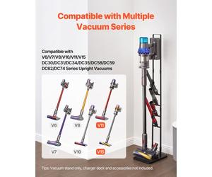 VEVOR Supporto per Aspirapolvere, Compatibile con Dyson V6 V7 V8 V10 V11 V15, Supporto per Aspirapolvere Stabile con Ruote per Aspirapolvere Verticali Senza Fili Dyson DC30 DC31 DC34 DC35 e Accessori