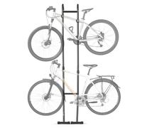 VEVOR Supporto per bici per 2 biciclette, autoportante, verticale, con ganci regolabili in altezza, resistente supporto da pavimento in acciaio al carbonio, ideale per garage, appartamento, casa, nero