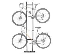 VEVOR Supporto per bici per 2 biciclette, autoportante, verticale, con ganci regolabili in altezza, resistente supporto da pavimento in acciaio al carbonio, ideale per garage, appartamento, casa, nero