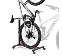 VEVOR Supporto per Bicicletta, Portabici da Pavimento, Posizione Verticale e Orizzontale, in Acciaio al Carbonio Resistente, con Ruote Bloccabili e Altezza Regolabile, per Ruote 508-737 mm, Nero