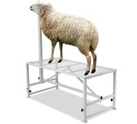 VEVOR Supporto per Capre Pecore, Supporto 1195 x 584 mm, Supporto per Bestiame Mungitura e Tosatura del Bestiame in Metallo Altezza Regolabile, con Copricapo Passante Naso,Peso Carico 226,8 kg Bianco