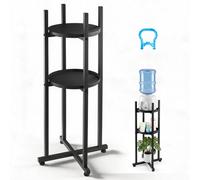 VEVOR Supporto per Dispenser d'Acqua, Organizer Boccioni a 2 Livelli per 1, con Ripiano Portaoggetti Rimovibile, Base Stabile a Croce, Colore Nero, per Distributori Acqua in Cucina Ufficio Soggiorno