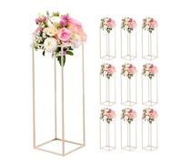 VEVOR Supporto per Fiori da Matrimonio 10 Pezzi da 80 cm, Supporto per Fiori con Vite Nascosta, Espositore Floreale Cubico Rettangolare per Matrimoni, Feste, Compleanni, Casa, Centrotavola Dorati
