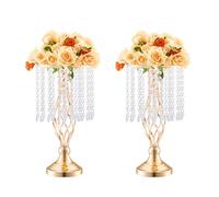 VEVOR Supporto per Fiori da Matrimonio in Cristallo, Alto 43 cm Centrotavola in Metallo per Matrimonio 20 Pezzi, Portafiori Dorati, Espositore Floreale per Tavoli, Cene di Nozze, Cerimonia, Compleanno