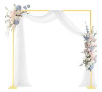 VEVOR Supporto per Fondale ad Arco 2,4 x 2,4 m, Struttura Stabile, Facile da Montare, Set di Fondali ad Arco per Feste Quadrato in Metallo Dorato per Compleanno, Lauree, Decorazioni per Cerimonie