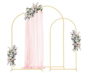VEVOR Supporto per Fondale ad Arco Set da 3, Struttura Stabile, Facile da Montare, Supporto per Fondale ad Arco in Metallo Dorato per Matrimoni, Feste di Compleanno, Lauree, Feste di Fine Anno