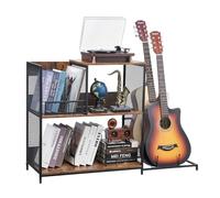 VEVOR Supporto per Giradischi a 3 Livelli con Supporto per Chitarra, Supporto Dischi con Spazio Fino a 300 album, Armadietto in Vinile con Struttura in Rete Metallica per Soggiorno Camera da Letto