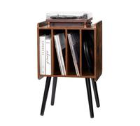 VEVOR Supporto per Giradischi, Supporto per Giradischi a 2 Livelli con 4 Armadietti, Contiene 100 Album, Mobiletto Portadischi in Legno con Ripiano Espositivo per Camera da Letto, Soggiorno, Marrone