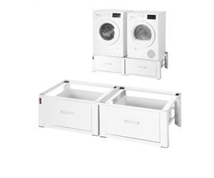 VEVOR Supporto per Lavatrice Asciugatrice Base Universale Altezza 290 mm Carico max. 150 kg Piedini Antiscivolo, Piedistallo per Lavatrice in Acciaio Set da 2 pezzi con Cassetto Portaoggetti, Bianco