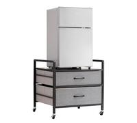 VEVOR Supporto per Minifrigo con Contenitore, Tavolo per Minifrigo 530 x 522 mm con 2 Cassetti 4 Ruote Girevoli, Ripiano Mobile per Minifrigo, Organizzatore Grigio per Minifrigo Dormitorio