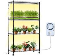 VEVOR Supporto per Piante con Luce di Crescita, Mensola 4 Ripiani con Timer 180 W 3 Modalità di Spettro di Luci, Mensola per Piante in Metallo, Rack da Giardino per Avviare Semi 900 x 350 x 1500 mm