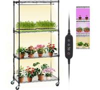 VEVOR Supporto Piante con Luce Coltivazione 4 Ripiani 45 W in Metallo 126,5 cm