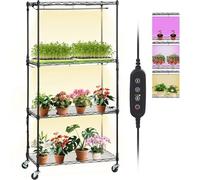 VEVOR Supporto Piante con Luce Coltivazione 4 Ripiani 45 W in Metallo 126,5 cm
