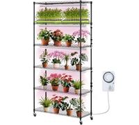VEVOR Supporto per Piante con Luce di Crescita, Mensola 6 Ripiani con Timer 150W 3 Modalità di Spettro di Luci, Mensola per Piante in Metallo , Rack da Giardino per Avviare Semi 900 x 350 x 1800 mm