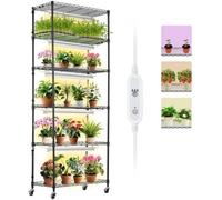 VEVOR Supporto Piante con Luce Coltivazione 6 Ripiani 150 W in Metallo 180x75 cm