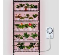 VEVOR Supporto per Piante con Luce di Crescita, Mensola 6 Ripiani con Timer 150W 3 Modalità di Spettro di Luci, Mensola per Piante in Metallo , Rack da Giardino per Avviare Semi 900 x 350 x 1800 mm