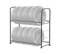 VEVOR Supporto per Pneumatici a 2 Ripiani, Contiene 8 Pneumatici Standard, Q195 Supporto per Pneumatici in Acciaio con Altezza Regolabile e Copertura Protettiva per Garage e Officina, Carico 180 kg