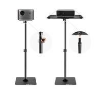 VEVOR Supporto per Proiettore con Ruote, Supporto da Pavimento, Altezza Regolabile 770-1610 mm, Supporto per Proiettore con Vassoi, Ideale per Film all'Aperto, Casa, Ufficio, Palco e Studio, Nero