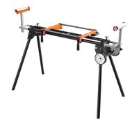 VEVOR Supporto per Troncatrice Portata 250 kg, Supporto per Troncatrice Pieghevole in Acciaio con Staffe di Montaggio in Un Pezzo, Altezza e Lunghezza Regolabili, Supporto per Troncatrice Portatile