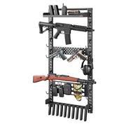 VEVOR Supporto Porta Fucili da Parete Rastrelliera da Muro Capienza da 5 pezzi per Armi con Ganci Porta Fucili da Caccia Pistole in Casa Ufficio da Parete Orizzontale Telaio in Acciaio al Carbonio